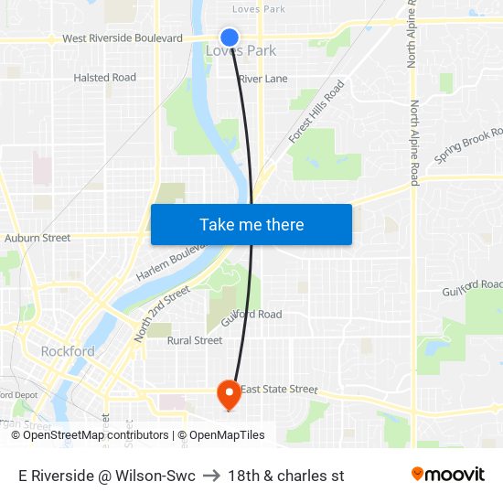 E Riverside @ Wilson-Swc to 18th & charles st map