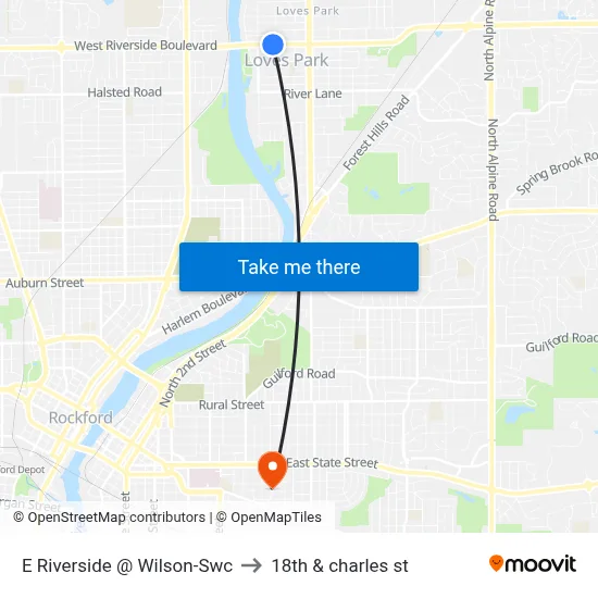 E Riverside @ Wilson-Swc to 18th & charles st map