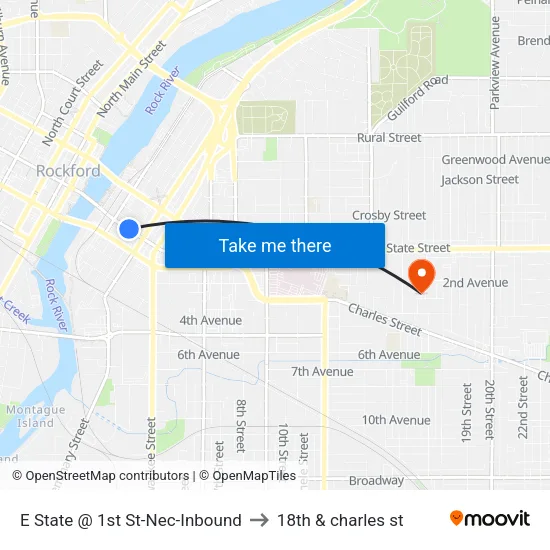 E State @ 1st St-Nec-Inbound to 18th & charles st map