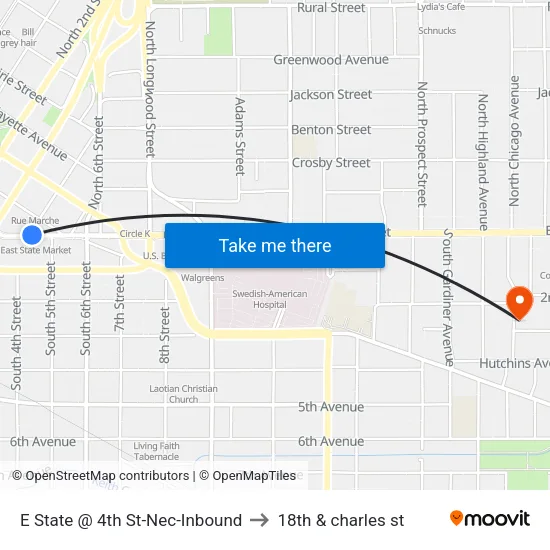 E State @ 4th St-Nec-Inbound to 18th & charles st map