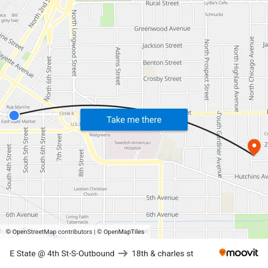 E State @ 4th St-S-Outbound to 18th & charles st map