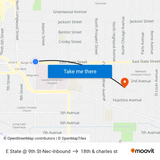 E State @ 9th St-Nec-Inbound to 18th & charles st map
