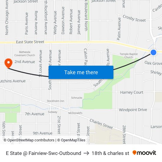 E State @ Fairview-Swc-Outbound to 18th & charles st map