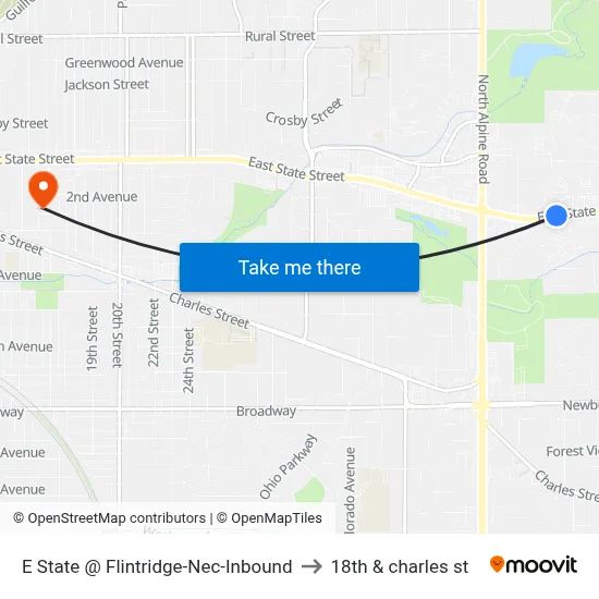 E State @ Flintridge-Nec-Inbound to 18th & charles st map