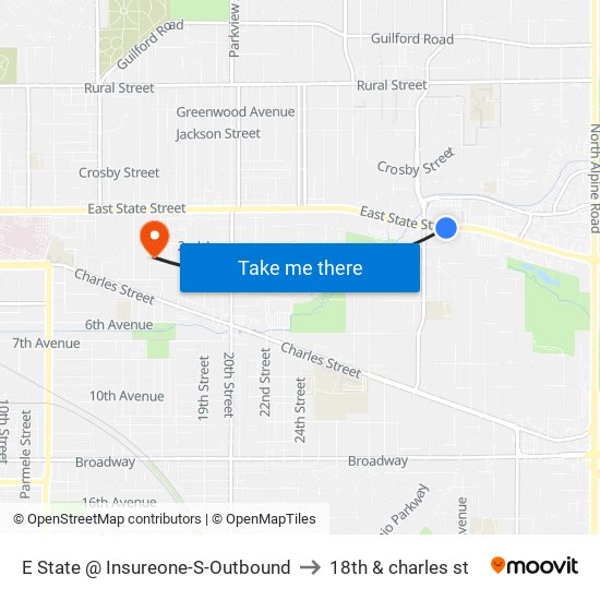 E State @ Insureone-S-Outbound to 18th & charles st map