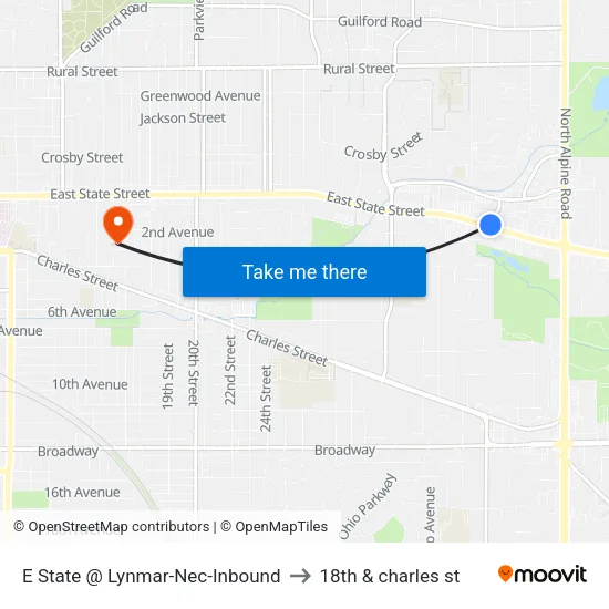 E State @ Lynmar-Nec-Inbound to 18th & charles st map
