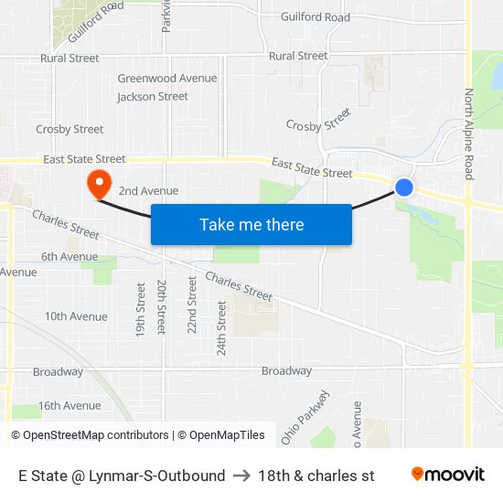 E State @ Lynmar-S-Outbound to 18th & charles st map
