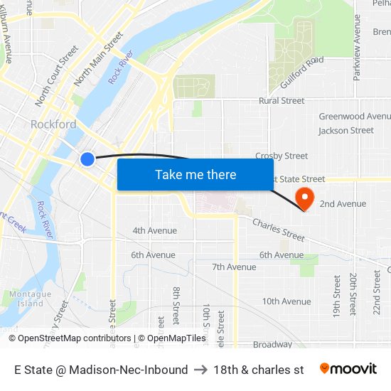 E State @ Madison-Nec-Inbound to 18th & charles st map