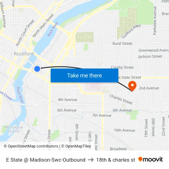 E State @ Madison-Swc-Outbound to 18th & charles st map