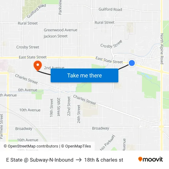 E State @ Subway-N-Inbound to 18th & charles st map