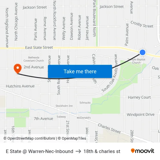 E State @ Warren-Nec-Inbound to 18th & charles st map
