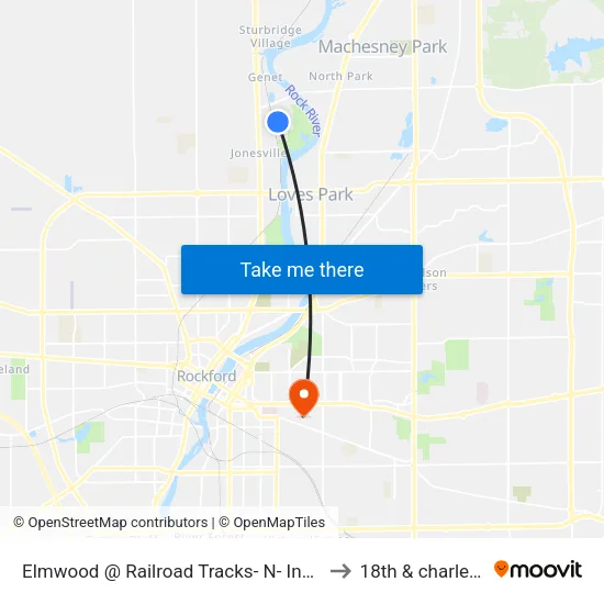Elmwood @ Railroad Tracks- N- Inbound to 18th & charles st map