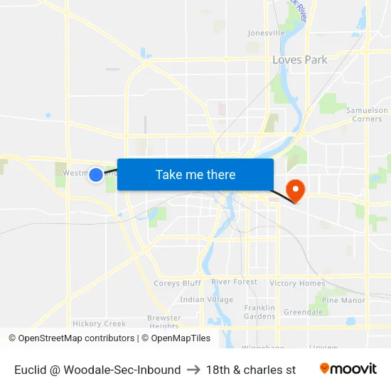 Euclid @ Woodale-Sec-Inbound to 18th & charles st map
