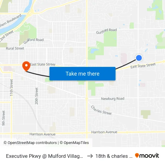 Executive Pkwy @ Mulford Village-E to 18th & charles st map