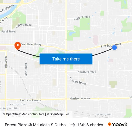 Forest Plaza @ Maurices-S-Outbound to 18th & charles st map