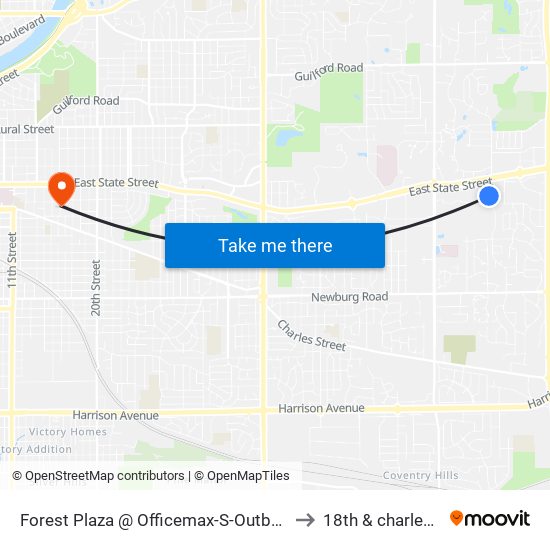 Forest Plaza @ Officemax-S-Outbound to 18th & charles st map