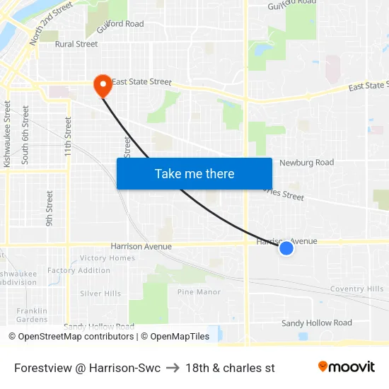 Forestview @ Harrison-Swc to 18th & charles st map