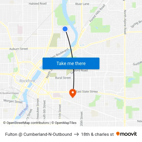 Fulton @ Cumberland-N-Outbound to 18th & charles st map
