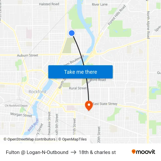 Fulton @ Logan-N-Outbound to 18th & charles st map