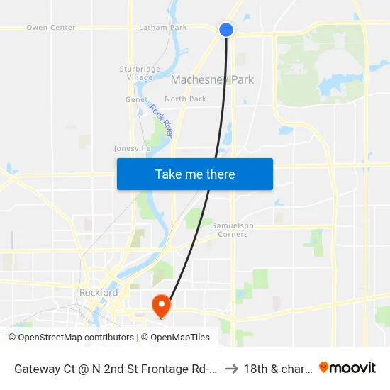 Gateway Ct @ N 2nd St Frontage Rd-Nec-Inbound to 18th & charles st map