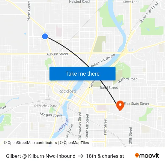 Gilbert @ Kilburn-Nwc-Inbound to 18th & charles st map