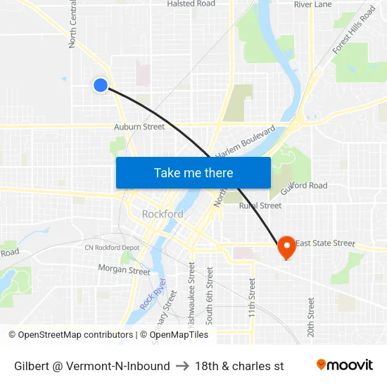 Gilbert @ Vermont-N-Inbound to 18th & charles st map