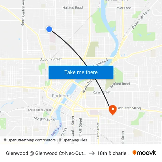 Glenwood @ Glenwood Ct-Nec-Outbound to 18th & charles st map