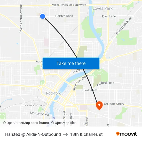 Halsted @ Alida-N-Outbound to 18th & charles st map