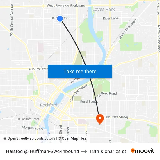 Halsted @ Huffman-Swc-Inbound to 18th & charles st map