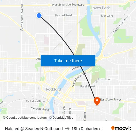 Halsted @ Searles-N-Outbound to 18th & charles st map