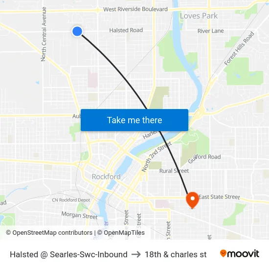 Halsted @ Searles-Swc-Inbound to 18th & charles st map