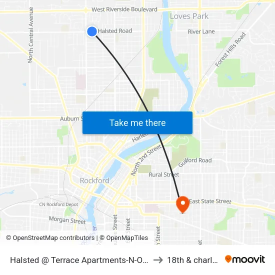 Halsted @ Terrace Apartments-N-Outbound to 18th & charles st map