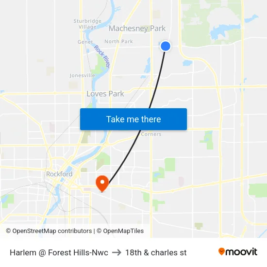 Harlem @ Forest Hills-Nwc to 18th & charles st map