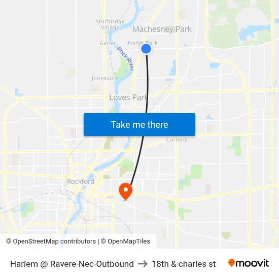 Harlem @ Ravere-Nec-Outbound to 18th & charles st map