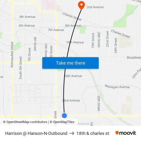 Harrison @ Hanson-N-Outbound to 18th & charles st map