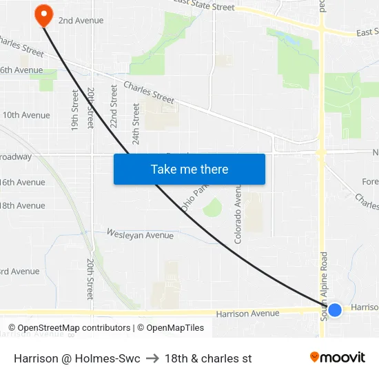 Harrison @ Holmes-Swc to 18th & charles st map