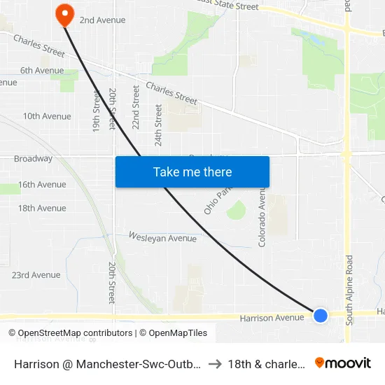 Harrison @ Manchester-Swc-Outbound to 18th & charles st map