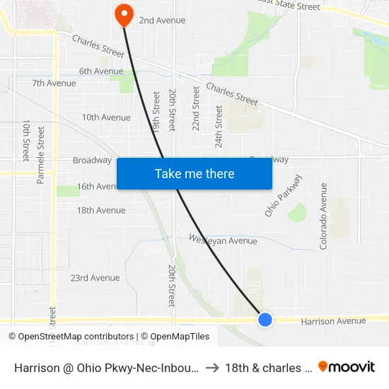 Harrison @ Ohio Pkwy-Nec-Inbound to 18th & charles st map
