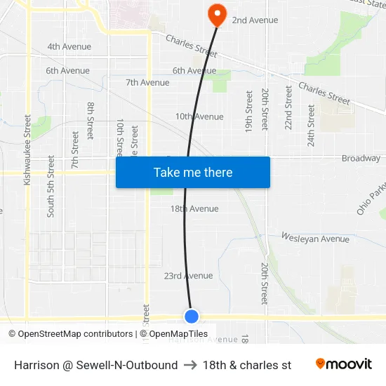 Harrison @ Sewell-N-Outbound to 18th & charles st map