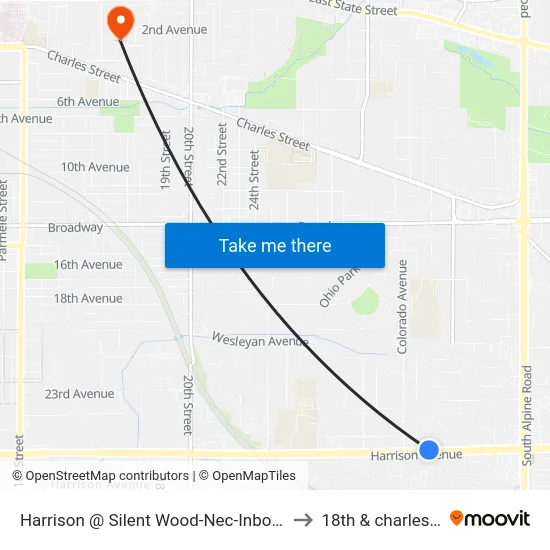 Harrison @ Silent Wood-Nec-Inbound to 18th & charles st map