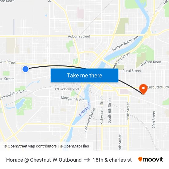 Horace @ Chestnut-W-Outbound to 18th & charles st map