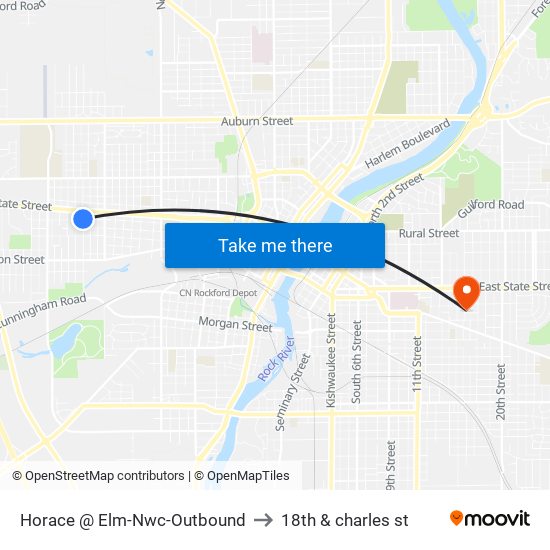 Horace @ Elm-Nwc-Outbound to 18th & charles st map