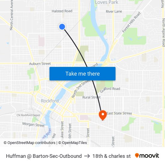 Huffman @ Barton-Sec-Outbound to 18th & charles st map