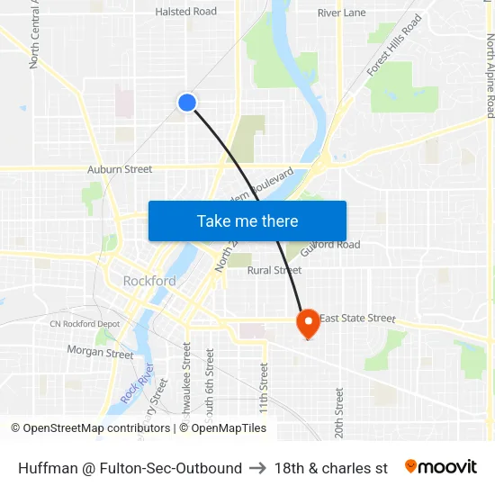 Huffman @ Fulton-Sec-Outbound to 18th & charles st map
