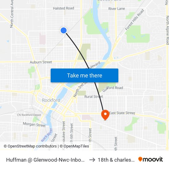 Huffman @ Glenwood-Nwc-Inbound to 18th & charles st map