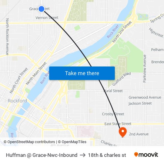 Huffman @ Grace-Nwc-Inbound to 18th & charles st map