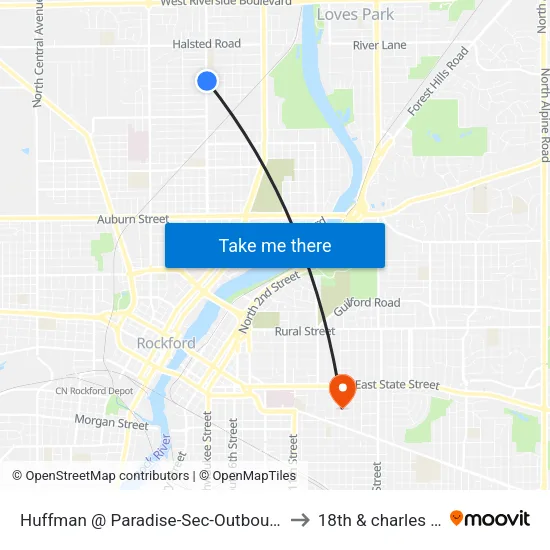 Huffman @ Paradise-Sec-Outbound to 18th & charles st map