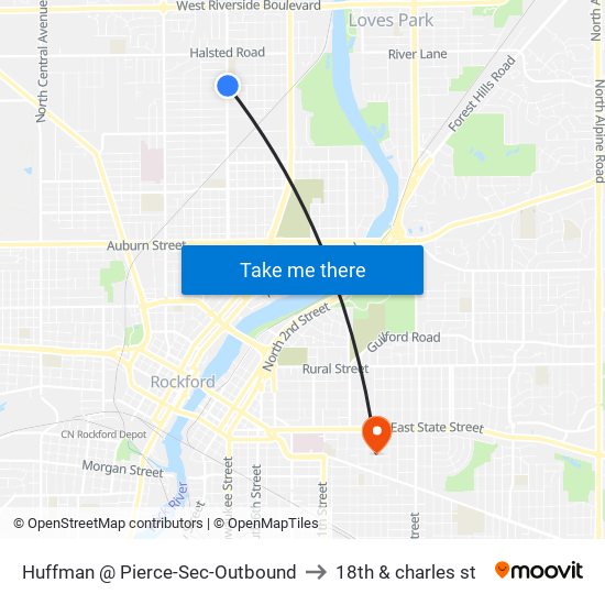 Huffman @ Pierce-Sec-Outbound to 18th & charles st map