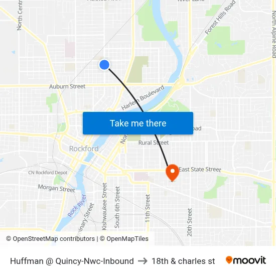 Huffman @ Quincy-Nwc-Inbound to 18th & charles st map