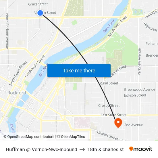 Huffman @ Vernon-Nwc-Inbound to 18th & charles st map